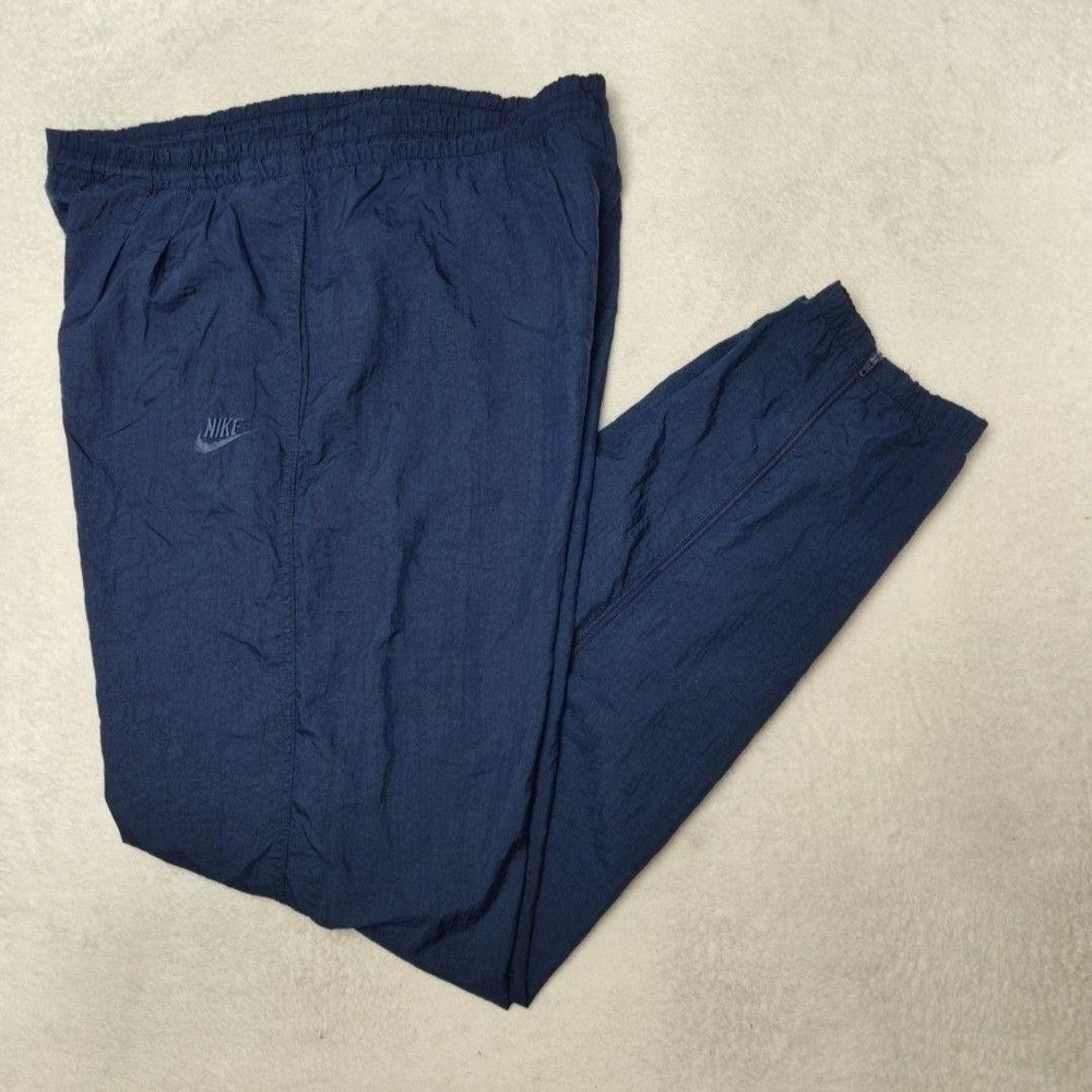 Vintage Nike Track Pants Mens‎ M Blue 90s Woven Nylon Lined Zip Pocket Jogger